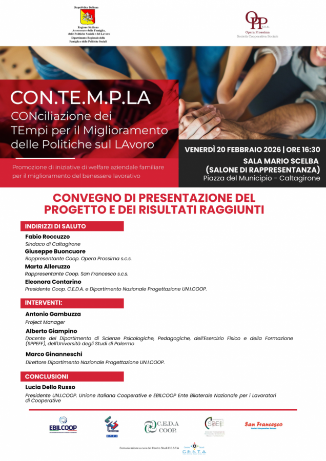 Caltagirone, presentazione dei risultati del progetto CON.TE.M.P.LA: welfare aziendale e conciliazione vita-lavoro al centro delle politiche sociali